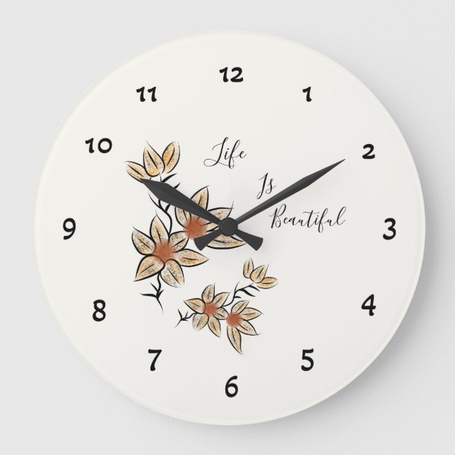 Beige blommor stor klocka (Framsida)