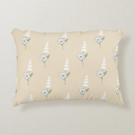 Beige blomster bohemisk botanisk mönster prydnadskudde