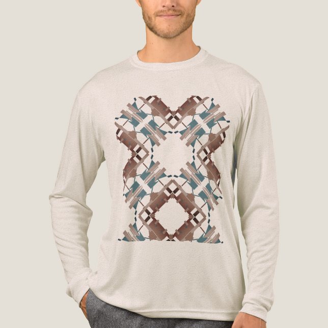 Beige Blue Brown Crisscross Southwest Art-inspirer T Shirt (Framsida)