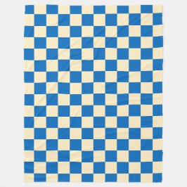 Beige + Blue Check Checkerboard Mönster Fleecefilt
