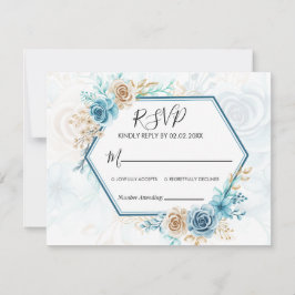 Beige blue Elegant Floral Wedding OSA Kort
