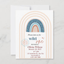 Beige Blue Simple Boho Rainbow-duschen