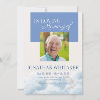 Beige & Blue Sky Funeral Invitation Template Inbjudningar