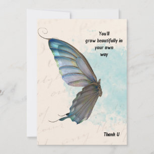 Beige Blue Vintage Butterfly-inbjudan. Inbjudningar