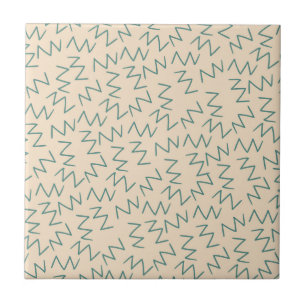 Beige Blue Zig Zag Mönster Kakelplatta