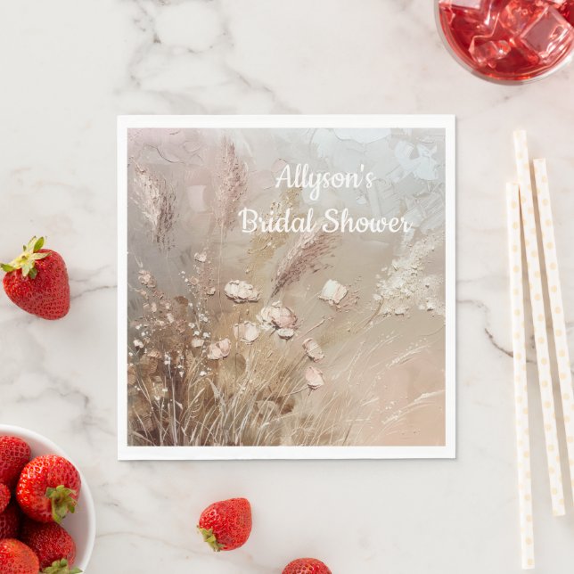 Beige Blush Boho Blommig Pappersservett (Insitu)