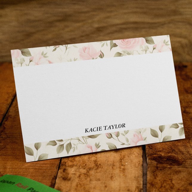 Beige Blush Floral Personalized Note Cards Anteckningskort (Skapare uppladdad)