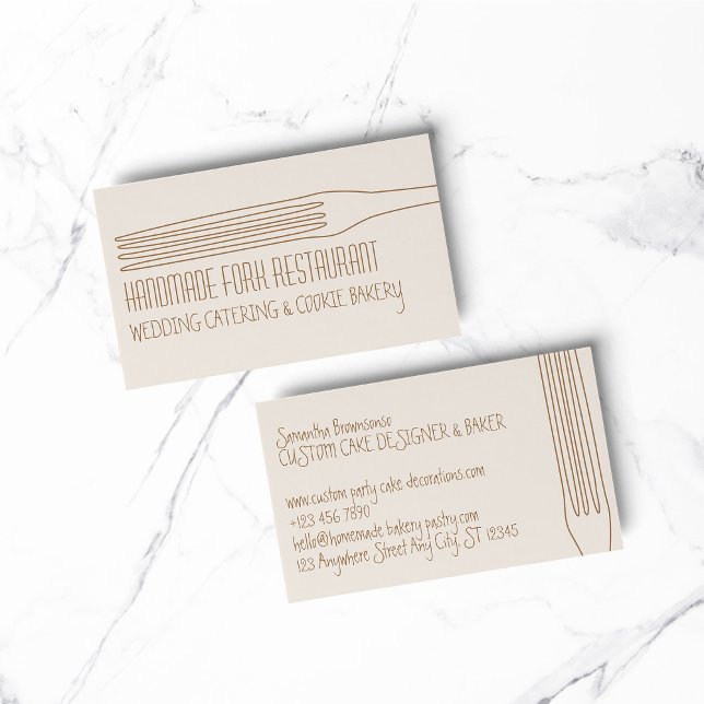 Beige Blush Gaffel Restaurang Kock Visitkort (BAKERY PASTRY CHEF COOK CAKE event planner business)