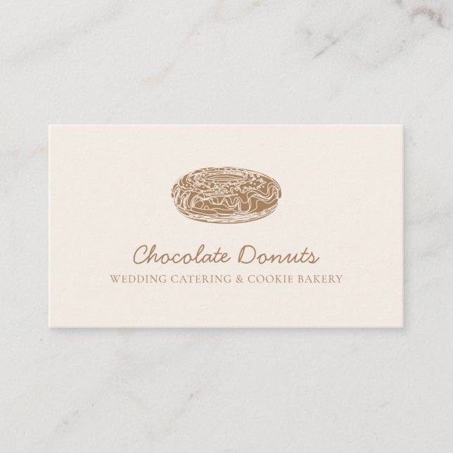 Beige Blush Hemmagjord Chokladdonut Logotyp Visitkort (Framsida)