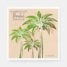Beige Blush Palm Tree Bridal Shower Custom Name Pappersservett