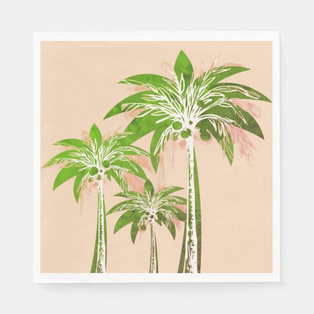 Beige Blush Palm Tree Tropical Bridal Shower Pappersservett (Framsidan)