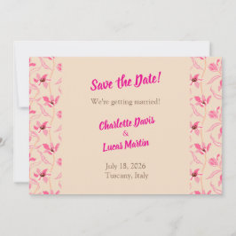 Beige & Blush Pink Floral Save the Date Card Tack Kort