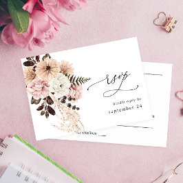 Beige & Blush Rosa Rustik med måltidssvar OSA Kort
