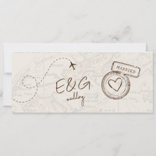 Beige Boarding Pass Destination Wedding Fiji Inbjudningar