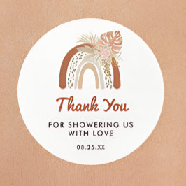 Beige Bohemian Tack Favor Baby Shower Runt Klistermärke