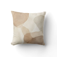 Beige Boho Abstrakt Vattenfärg Kastkudde
