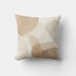 Beige Boho Abstrakt Vattenfärg Kastkudde Kudde