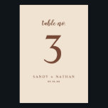 Beige Boho Bröllop Bordsnummer<br><div class="desc">Detta moderna bordsnummer i bröllop är perfekt för en boho bröllop. Kortet skrivs ut på framsidan och baksidan. Objekt skrivs ut exakt som de visas på skärm när du lägger till i kundvagn. Anpassa och lägg till varje bordsnummer individuellt.</div>