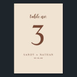 Beige Boho Bröllop Bordsnummer<br><div class="desc">Detta moderna bordsnummer i bröllop är perfekt för en boho bröllop. Kortet skrivs ut på framsidan och baksidan. Objekt skrivs ut exakt som de visas på skärm när du lägger till i kundvagn. Anpassa och lägg till varje bordsnummer individuellt.</div>