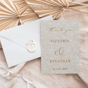 Beige Boho Chic Foto Bröllop Tack Kort