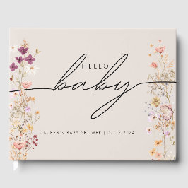 Beige Boho Chic WildblommBaby Shower Guest Bok