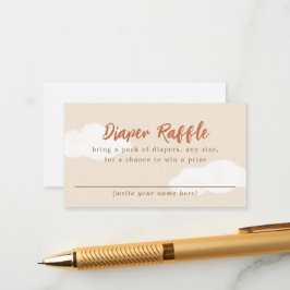 Beige Boho Clouds Baby Shower Raffle Tilläggskort