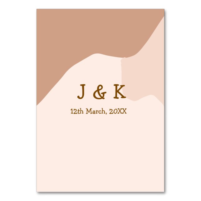 Beige boho curvy orange bröllop namn bordsnummer (Framsidan)