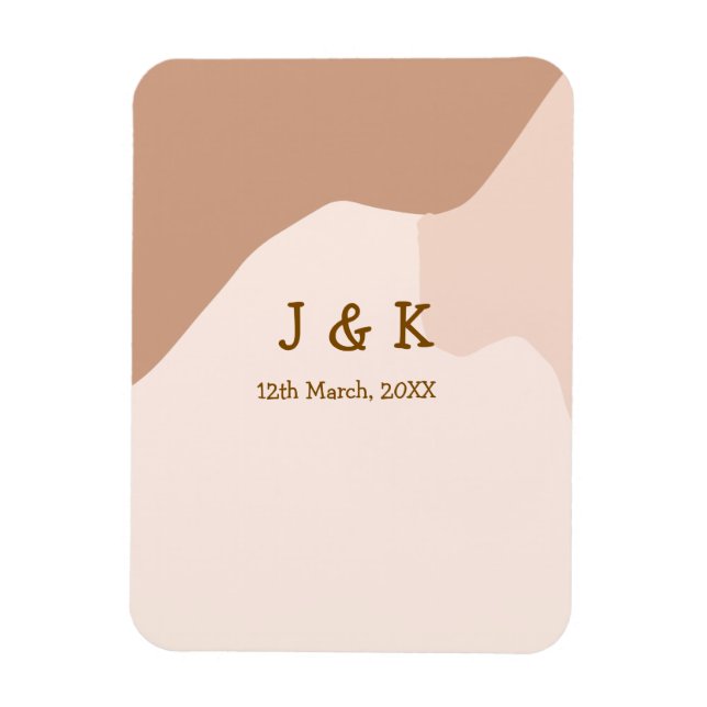 Beige boho curvy orange bröllop namn magnet (Vertikal)