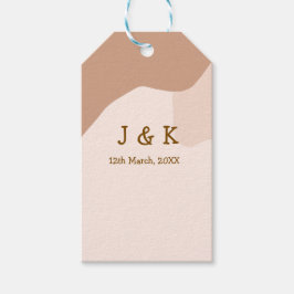 Beige boho curvy orange bröllop namn presentetikett