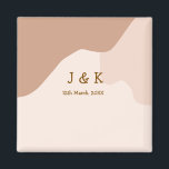 Beige boho curvy orange wedding name date magnet<br><div class="desc">design</div>