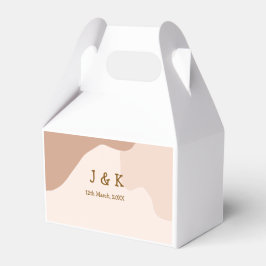 Beige boho curvy orange wedding name date presentaskar