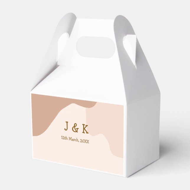 Beige boho curvy orange wedding name date presentaskar (Framsidan Sidan)