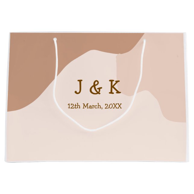 Beige boho kurvig orange bröllop namn datum (Framsidan)