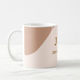 Beige boho kurvig orange bröllop namn datum kaffemugg