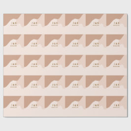Beige boho kurvig orange bröllop namn datum presentpapper