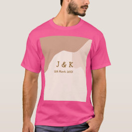 Beige boho kurvig orange bröllop namn datum t shirt