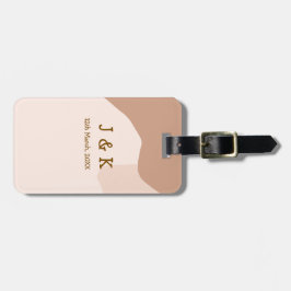 Beige boho kurvig orange bröllopsnamn datum bagagebricka