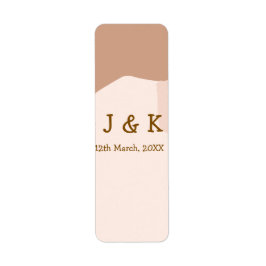 Beige boho kurvig orange bröllopsnamn datum returadress etikett