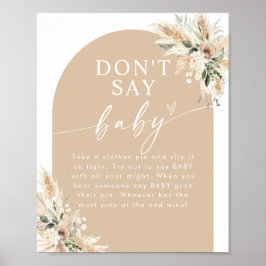Beige Boho Pampas Grass Baby Shower Poster