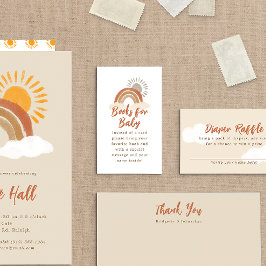 Beige Boho Rainbow Bebis Shower Bok Begäran Tilläggskort