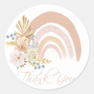 Beige Boho Rainbow med blommor runt klistermärken