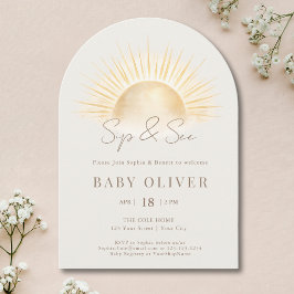 Beige Boho Soluppgång Neutral Förhandsvisning Båge Inbjudningar