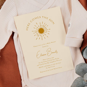 Beige Boho Sunshine här kommer hit som barnskötare Inbjudningar