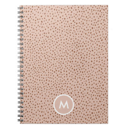 Beige & Boho Terracotta Brown Dots Monogram Anteckningsbok