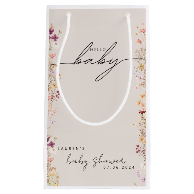 Beige Boho WildblomBaby Shower Favor (Framsidan)