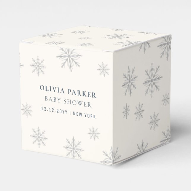 Beige Boho Winter Snowflake Baby Shower Presentaskar (Framsidan Sidan)