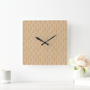 Beige Bold Y2K Wildblommor Vibrant Home Decor Fyrkantig Klocka