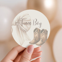 Beige Boots eller Bows Gender Reveal Team Boy