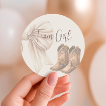 Beige Boots eller Bows Gender Reveal Team Girl