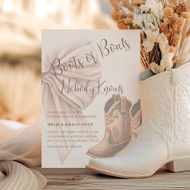 Beige Boots eller Bows Watercolor Gender Reveal Inbjudningar